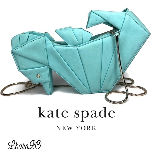 Kate Spade Seahorse Origami Bag Breathe of Fresh Air RARE Atoll Tiffany Blue - Picture 1 of 7